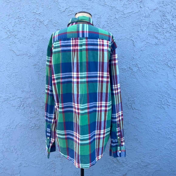 Mens J Crew Button Down Light cotton green plaid shirt in Large - Picture 5 of 8